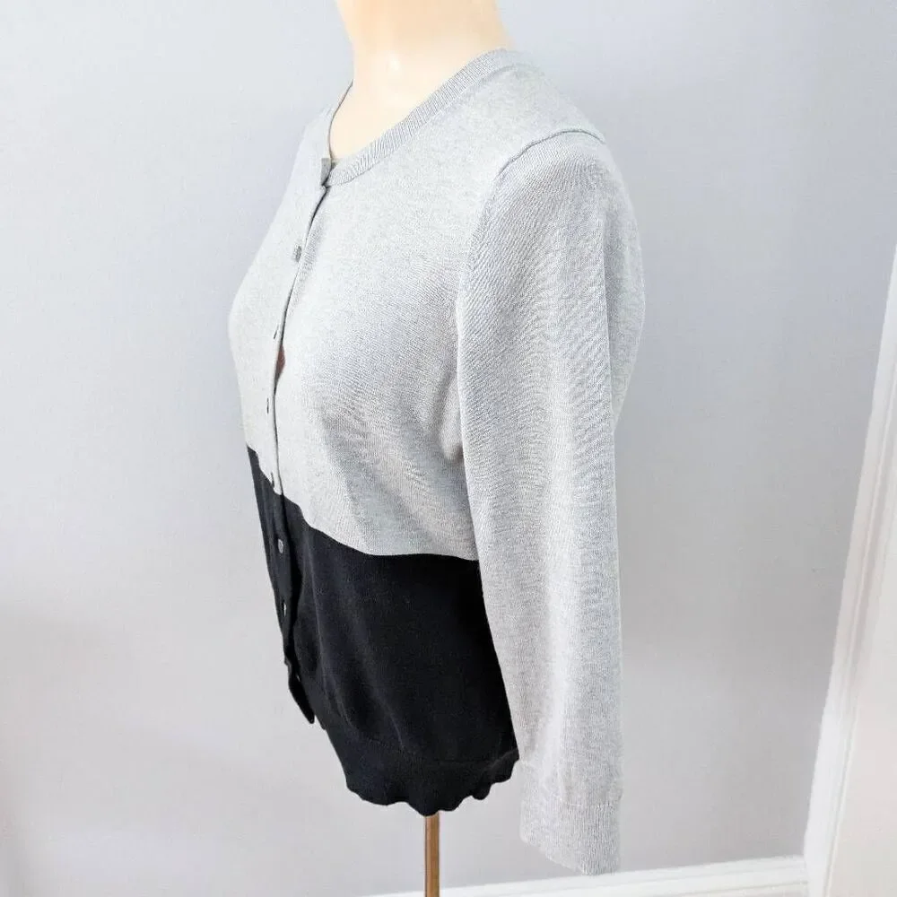 Banana Republic Silk Gray and Black Color Block Cardigan Sweater - Picture 3 of 3